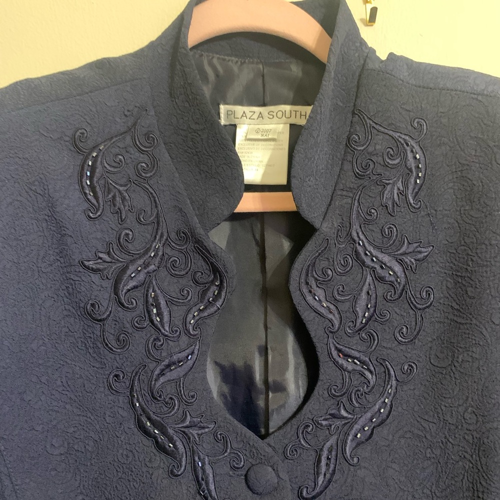Plaza South Navy Embroidered Women's Blazer - Picture 4 of 5